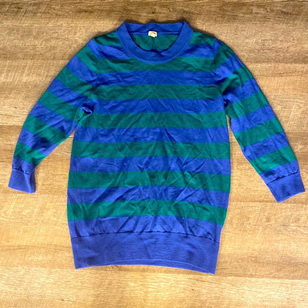 J Crew 3/4 sleeve striped sweater size medium M